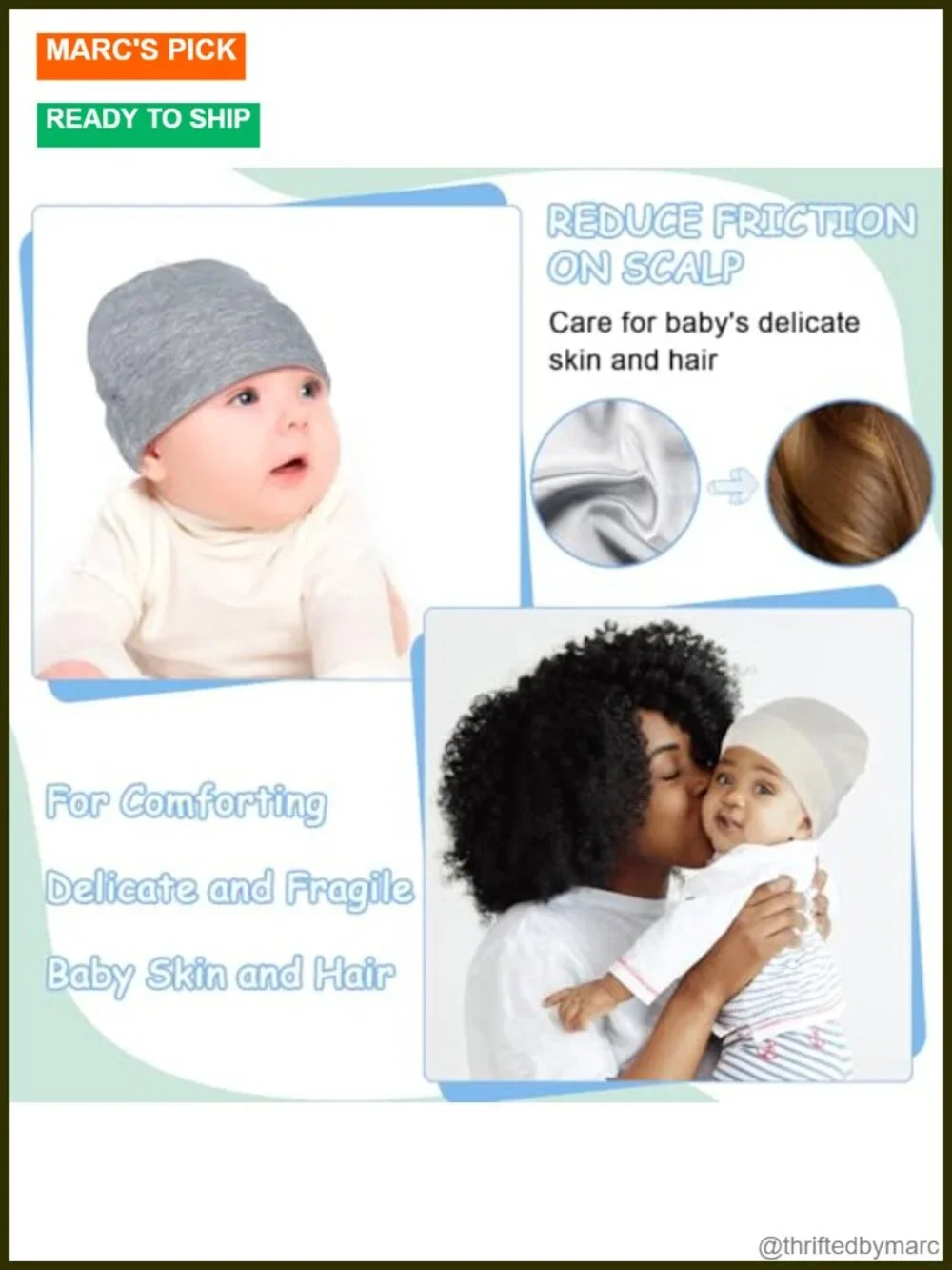 6 Pack Satin Lined Baby Hats Silk Lined Beanie Toddler Hospital Newborn